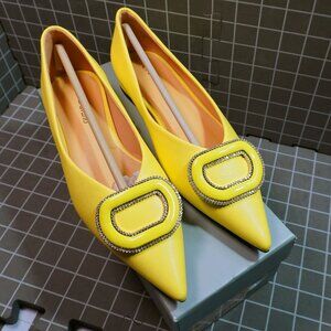 C Paravano Yellow Pointed Toe Flats Size 5.5
